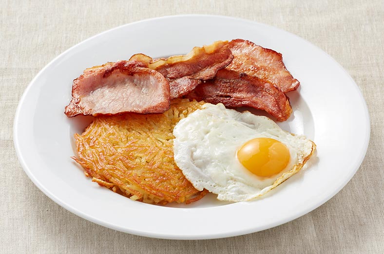 Bacon, hashbrown and egg