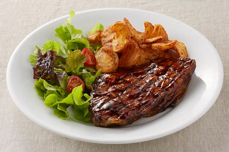 Beef brisket, fries, salad